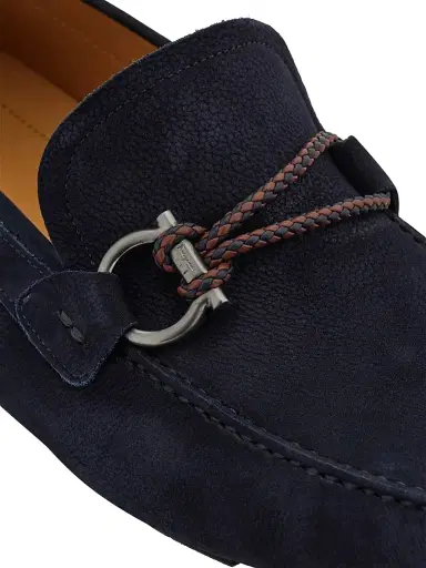 Ferragamo Men's Nubuck Gancini Driver Loafers - Navy - Size 13 | Thumbnail 6 Ferragamo Men's Nubuck Gancini Driver Loafers - Navy - Size 13 | Thumbnail 6