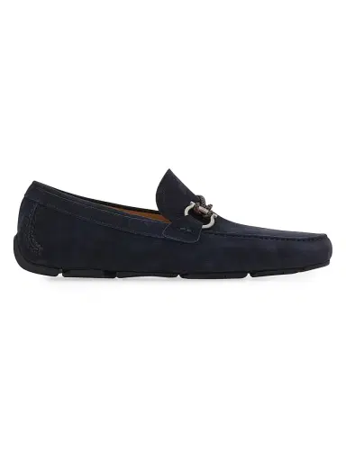 Ferragamo Men's Nubuck Gancini Driver Loafers - Navy - Size 13 | Thumbnail 1 Ferragamo Men's Nubuck Gancini Driver Loafers - Navy - Size 13 | Thumbnail 1