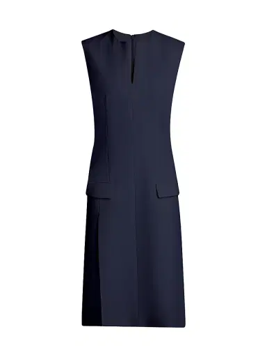 Ferragamo Women's Wool Sheath Midi-Dress - New Navy - Size 12 | Thumbnail 1