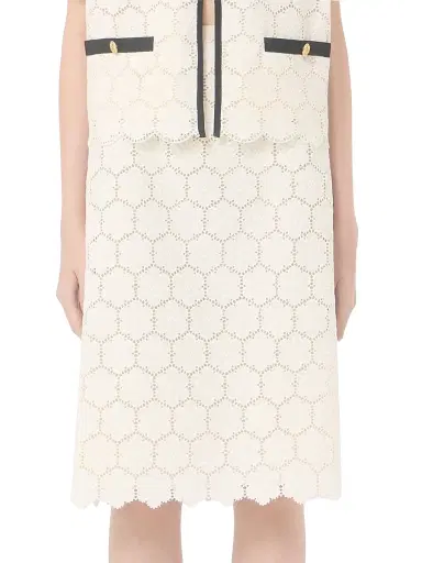Valentino Garavani Women's Cotton Skirt with Fleur Jour - Latte - Size 8 | Thumbnail 3