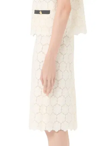 Valentino Garavani Women's Cotton Skirt with Fleur Jour - Latte - Size 8 | Thumbnail 4