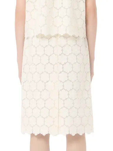 Valentino Garavani Women's Cotton Skirt with Fleur Jour - Latte - Size 8 | Thumbnail 5