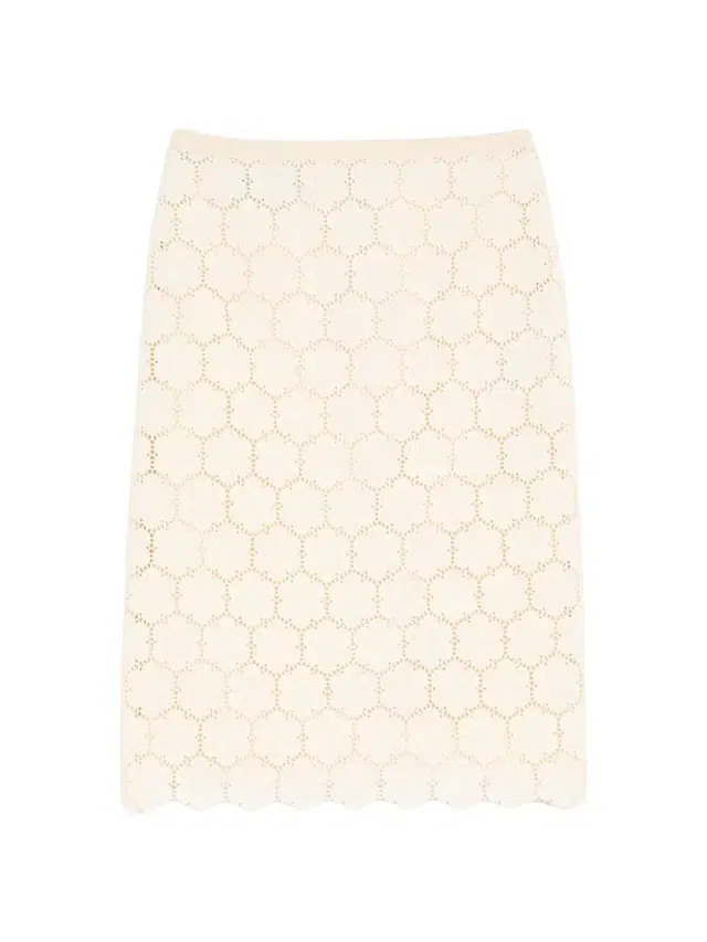 Valentino Garavani Women's Cotton Skirt with Fleur Jour - Latte