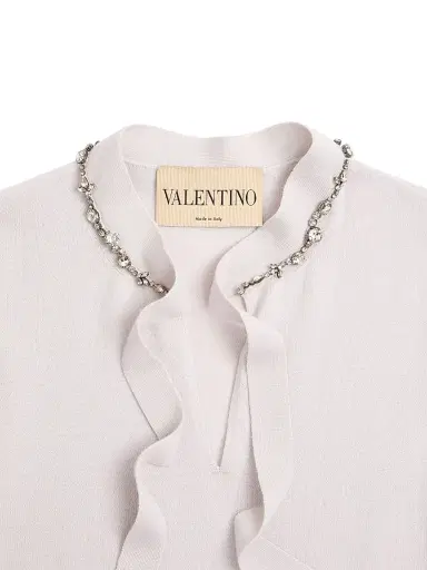 Valentino Garavani Women's Embroidered Wool Sweater - Lilac - Size XL | Thumbnail 7