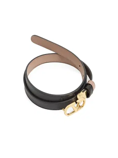 Valentino Garavani Women's VLogo Signature Reversible Shiny Calfskin Belt - Black Beige - Size XS | Thumbnail 2