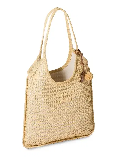 Miu Miu Women's Ivy Raffia Crochet Shoulder Bag - Beige Khaki | Thumbnail 2 Miu Miu Women's Ivy Raffia Crochet Shoulder Bag - Beige Khaki | Thumbnail 2