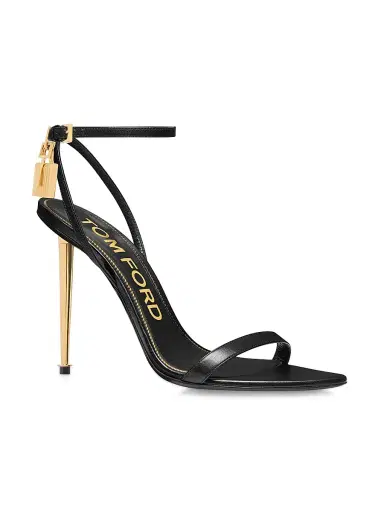 Tom Ford Women's Padlock 105MM Leather Sandals - Black - Size 9.5 | Thumbnail 2