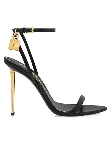 Tom Ford Women's Padlock 105MM Leather Sandals - Black - Size 9.5 | Thumbnail 1