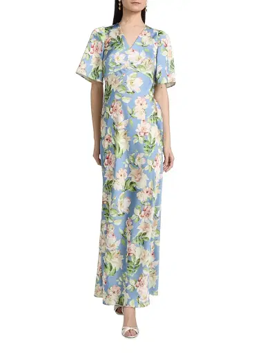 SACHIN & BABI Women's Sabette Floral-Print Satin Maxi Dress - Twilight Camellias - Size 0 | Thumbnail 3 SACHIN & BABI Women's Sabette Floral-Print Satin Maxi Dress - Twilight Camellias - Size 0 | Thumbnail 3