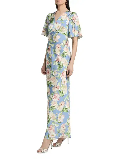 SACHIN & BABI Women's Sabette Floral-Print Satin Maxi Dress - Twilight Camellias - Size 0 | Thumbnail 4 SACHIN & BABI Women's Sabette Floral-Print Satin Maxi Dress - Twilight Camellias - Size 0 | Thumbnail 4