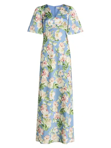 SACHIN & BABI Women's Sabette Floral-Print Satin Maxi Dress - Twilight Camellias - Size 0 | Thumbnail 1 SACHIN & BABI Women's Sabette Floral-Print Satin Maxi Dress - Twilight Camellias - Size 0 | Thumbnail 1