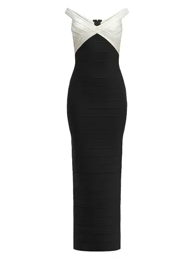Hervé Léger Women's The Bonnie Off-the-Shoulder Gown | Thumbnail 1 Hervé Léger Women's The Bonnie Off-the-Shoulder Gown | Thumbnail 1