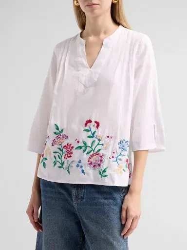 Johnny Was Women's Sloane Embroidered Linen Blouse - White - Size XL | Thumbnail 4 Johnny Was Women's Sloane Embroidered Linen Blouse - White - Size XL | Thumbnail 4