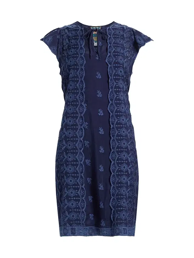 Johnny Was Women's Daisy Embroidered Eyelet Minidress - Blue Night