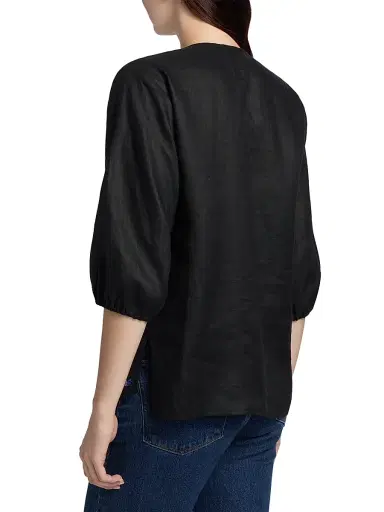 Johnny Was Women's Sloane Embroidered Linen Blouse - Black - Size XL | Thumbnail 5 Johnny Was Women's Sloane Embroidered Linen Blouse - Black - Size XL | Thumbnail 5