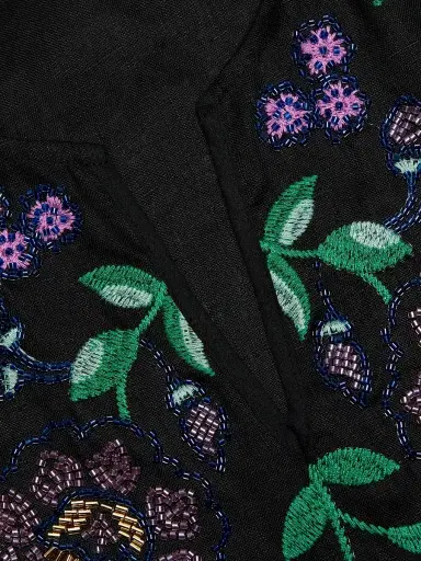 Johnny Was Women's Sloane Embroidered Linen Blouse - Black - Size XL | Thumbnail 7 Johnny Was Women's Sloane Embroidered Linen Blouse - Black - Size XL | Thumbnail 7