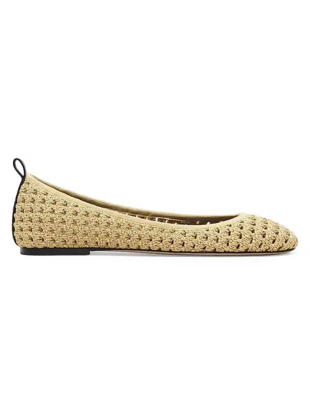 Marc Jacobs Women's The Crochet Lace-Up Ballerina Flats - Champagne