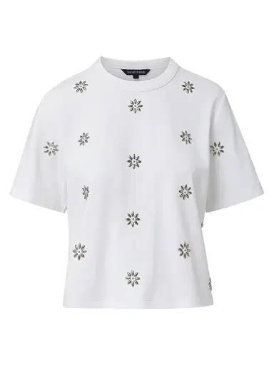Veronica Beard Women's Sebastian Embellished Stretch-Cotton T-Shirt - White - Size XL | Thumbnail 1