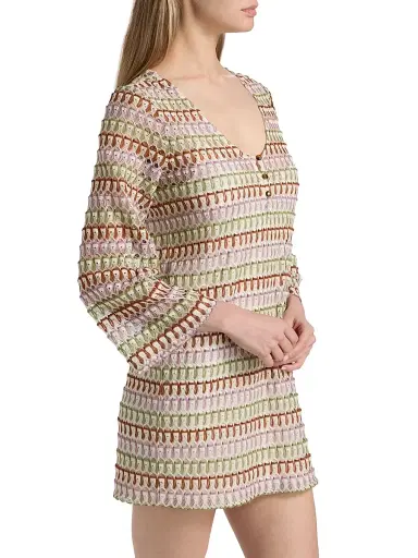 Veronica Beard Women's Novien Striped Woven Minidress - Deep Ochre Dove - Size XL | Thumbnail 4