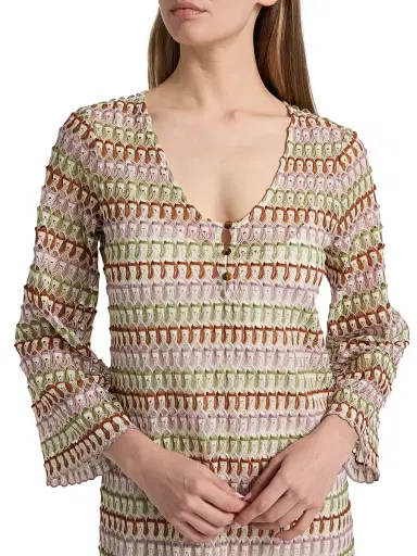 Veronica Beard Women's Novien Striped Woven Minidress - Deep Ochre Dove - Size XL | Thumbnail 6