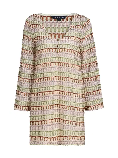 Veronica Beard Women's Novien Striped Woven Minidress - Deep Ochre Dove - Size XL | Thumbnail 1