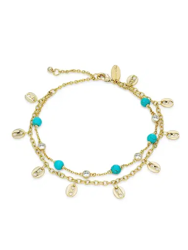 Ramy Brook Women's Arianna Goldtone, Turquoise & Cubic Zirconia Anklet - Turquoise Multi | Thumbnail 1