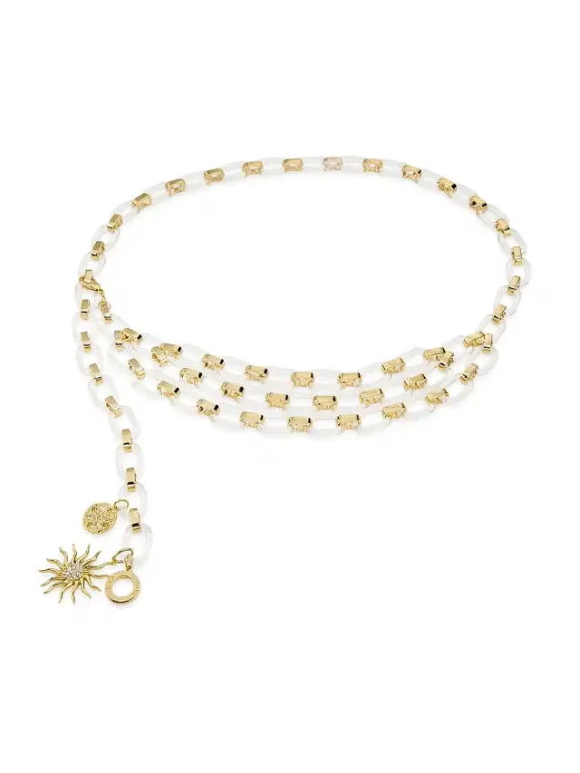 Ramy Brook Women's Elisa Goldtone, Resin & Cubic Zirconia Belt - White