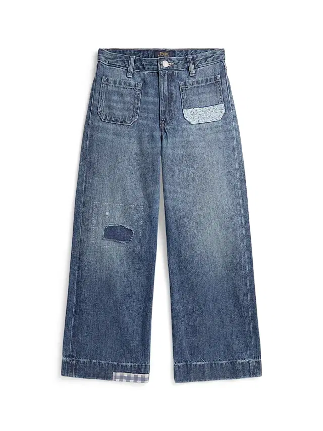 Polo Ralph Lauren Girl's Distressed Wide-Leg Denim Jeans - Crawley Wash