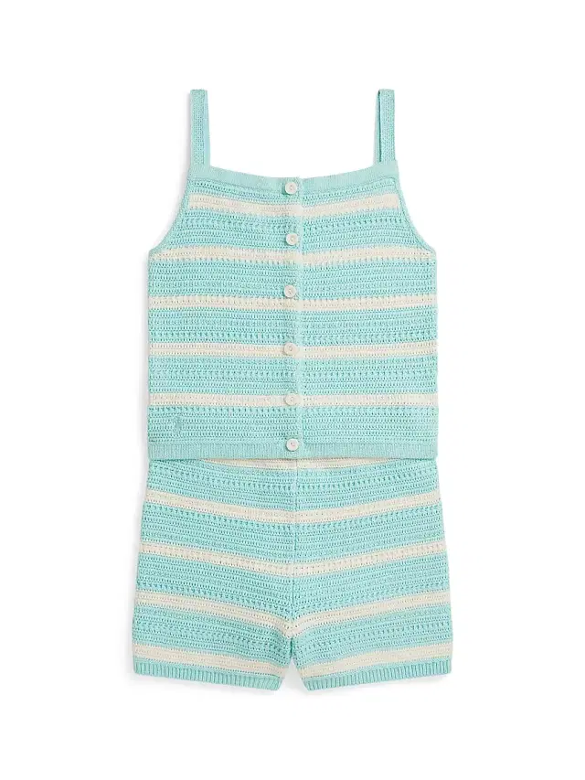 Polo Ralph Lauren Little Girl's & Girl's Striped Cotton Top & Shorts Set - Parakeet