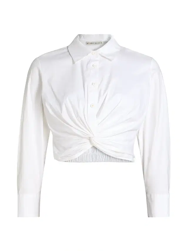 ALICE + OLIVIA Women's Phebe Cotton-Blend Twist-Front Shirt - Off White