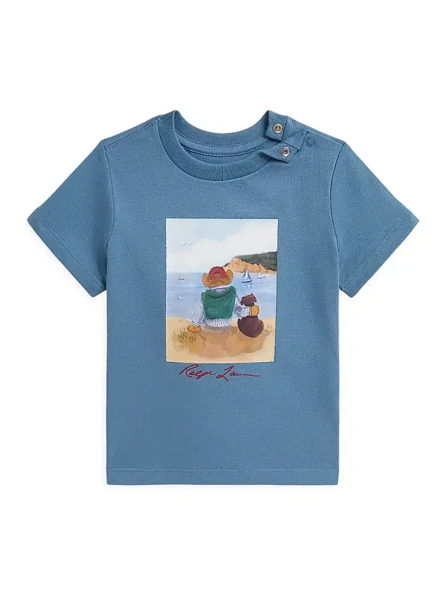 Polo Ralph Lauren Baby's Fishing Polo Bear Crewneck T-Shirt - Blue 9 Months