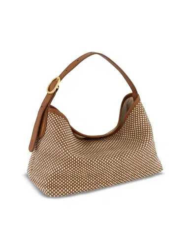 Vince Women's Vivian Woven Leather Hobo Bag - Saddle Milk | Thumbnail 2 Vince Women's Vivian Woven Leather Hobo Bag - Saddle Milk | Thumbnail 2
