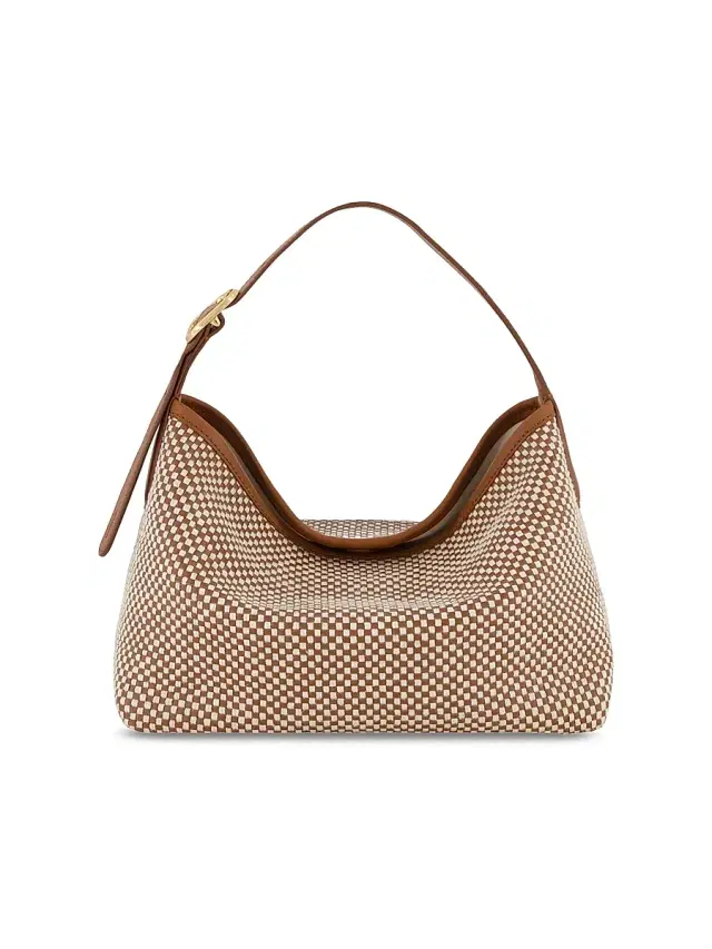 Vince Women's Vivian Woven Leather Hobo Bag - Saddle Milk