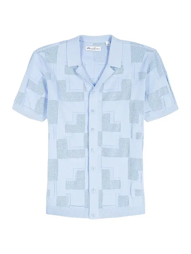 Men's Drayford Jacquard Short-Sleeve Shirt - Light Blue