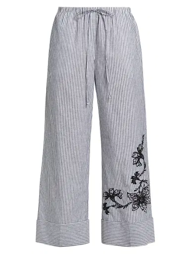 Kobi Halperin Women's Callie Embroidered Striped Pants - Black White - Size XL | Thumbnail 1 Kobi Halperin Women's Callie Embroidered Striped Pants - Black White - Size XL | Thumbnail 1