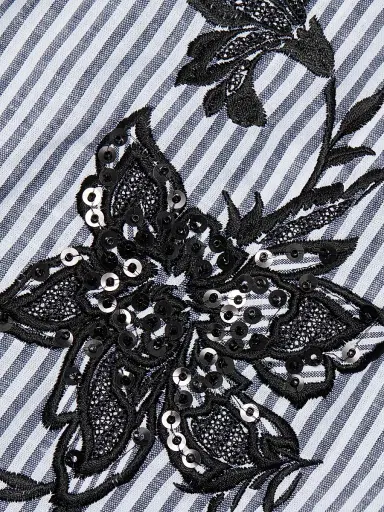 Kobi Halperin Women's Aerin Striped Cotton-Linen Sleeveless Blouse - Black White - Size XL | Thumbnail 7