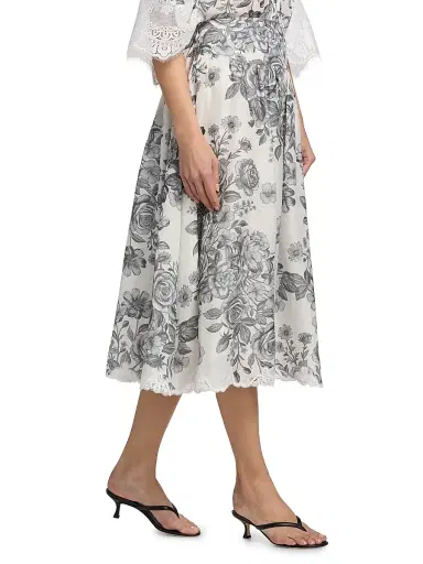Kobi Halperin Women's Lidia Floral Lace-Trim Midi-Skirt - Ivory Multi - Size XL | Thumbnail 4 Kobi Halperin Women's Lidia Floral Lace-Trim Midi-Skirt - Ivory Multi - Size XL | Thumbnail 4