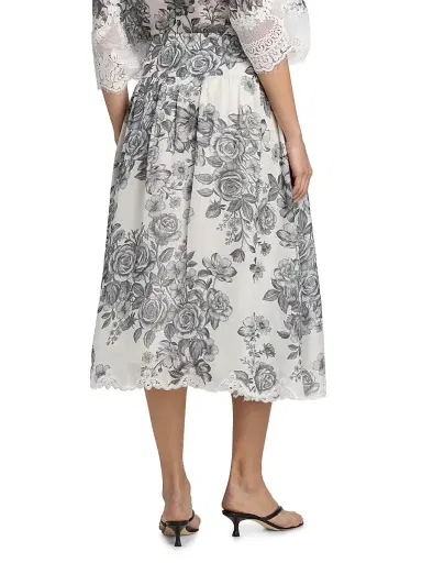 Kobi Halperin Women's Lidia Floral Lace-Trim Midi-Skirt - Ivory Multi - Size XL | Thumbnail 5 Kobi Halperin Women's Lidia Floral Lace-Trim Midi-Skirt - Ivory Multi - Size XL | Thumbnail 5