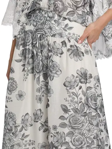 Kobi Halperin Women's Lidia Floral Lace-Trim Midi-Skirt - Ivory Multi - Size XL | Thumbnail 6 Kobi Halperin Women's Lidia Floral Lace-Trim Midi-Skirt - Ivory Multi - Size XL | Thumbnail 6