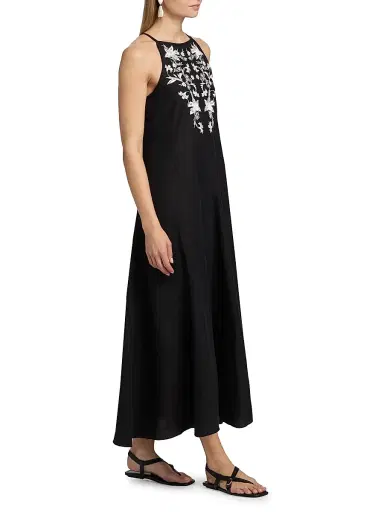 Kobi Halperin Women's Regina Embroidered Midi-Dress - Black - Size XL | Thumbnail 4