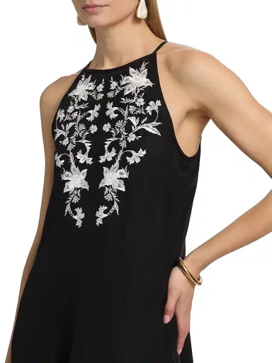 Kobi Halperin Women's Regina Embroidered Midi-Dress - Black - Size XL | Thumbnail 6