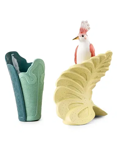 Lladro Utopical Porcelain Vase - Coral And Green | Thumbnail 2