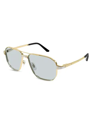 Cartier Men's Santos Evolution 59MM 24K-Gold-Plated & Platinum-Plated Metal Navigator Sunglasses - Gold Grey | Thumbnail 2 Cartier Men's Santos Evolution 59MM 24K-Gold-Plated & Platinum-Plated Metal Navigator Sunglasses - Gold Grey | Thumbnail 2