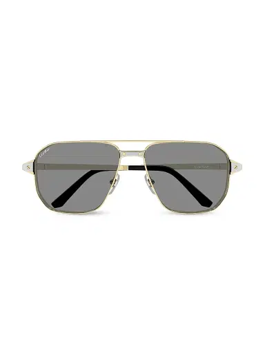 Cartier Men's Santos Evolution 59MM 24K-Gold-Plated & Platinum-Plated Metal Navigator Sunglasses - Gold Grey | Thumbnail 4 Cartier Men's Santos Evolution 59MM 24K-Gold-Plated & Platinum-Plated Metal Navigator Sunglasses - Gold Grey | Thumbnail 4