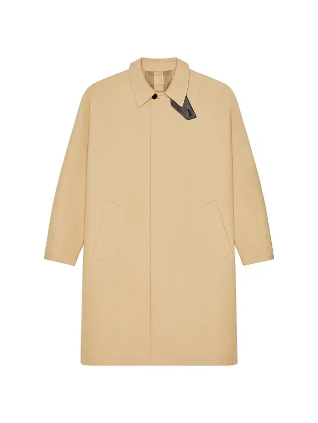 Men's Car Coat in Cotton with Checked Reverse - Beige