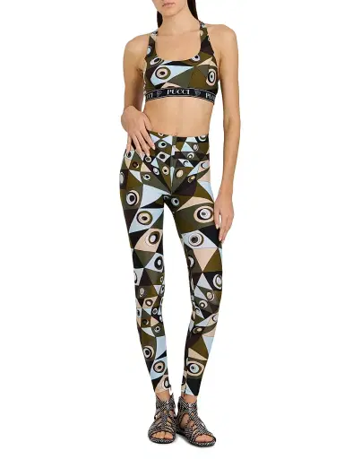 Pucci Women's L'Alba Printed Mid-Rise Leggings - Khaki Blue | Thumbnail 2 Pucci Women's L'Alba Printed Mid-Rise Leggings - Khaki Blue | Thumbnail 2
