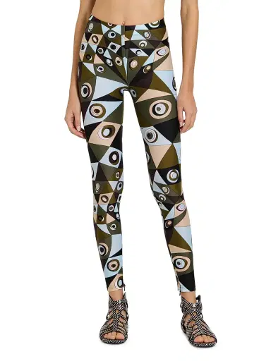 Pucci Women's L'Alba Printed Mid-Rise Leggings - Khaki Blue | Thumbnail 3 Pucci Women's L'Alba Printed Mid-Rise Leggings - Khaki Blue | Thumbnail 3