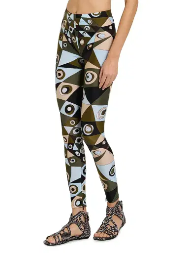 Pucci Women's L'Alba Printed Mid-Rise Leggings - Khaki Blue | Thumbnail 4 Pucci Women's L'Alba Printed Mid-Rise Leggings - Khaki Blue | Thumbnail 4