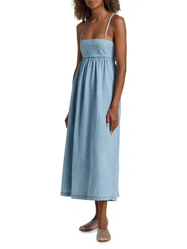 Ba&sh Women's Luigia Chambray Midi-Dress - Light Used Blue | Thumbnail 4