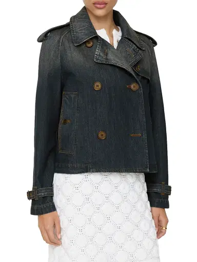 Burberry Women's Mayfair Denim Crop Trench Jacket - Mid Blue - Size 14 | Thumbnail 2 Burberry Women's Mayfair Denim Crop Trench Jacket - Mid Blue - Size 14 | Thumbnail 2